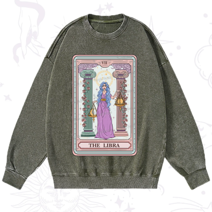 Purplehecate The Libra Goddess Tarot Washed Sweatshirt