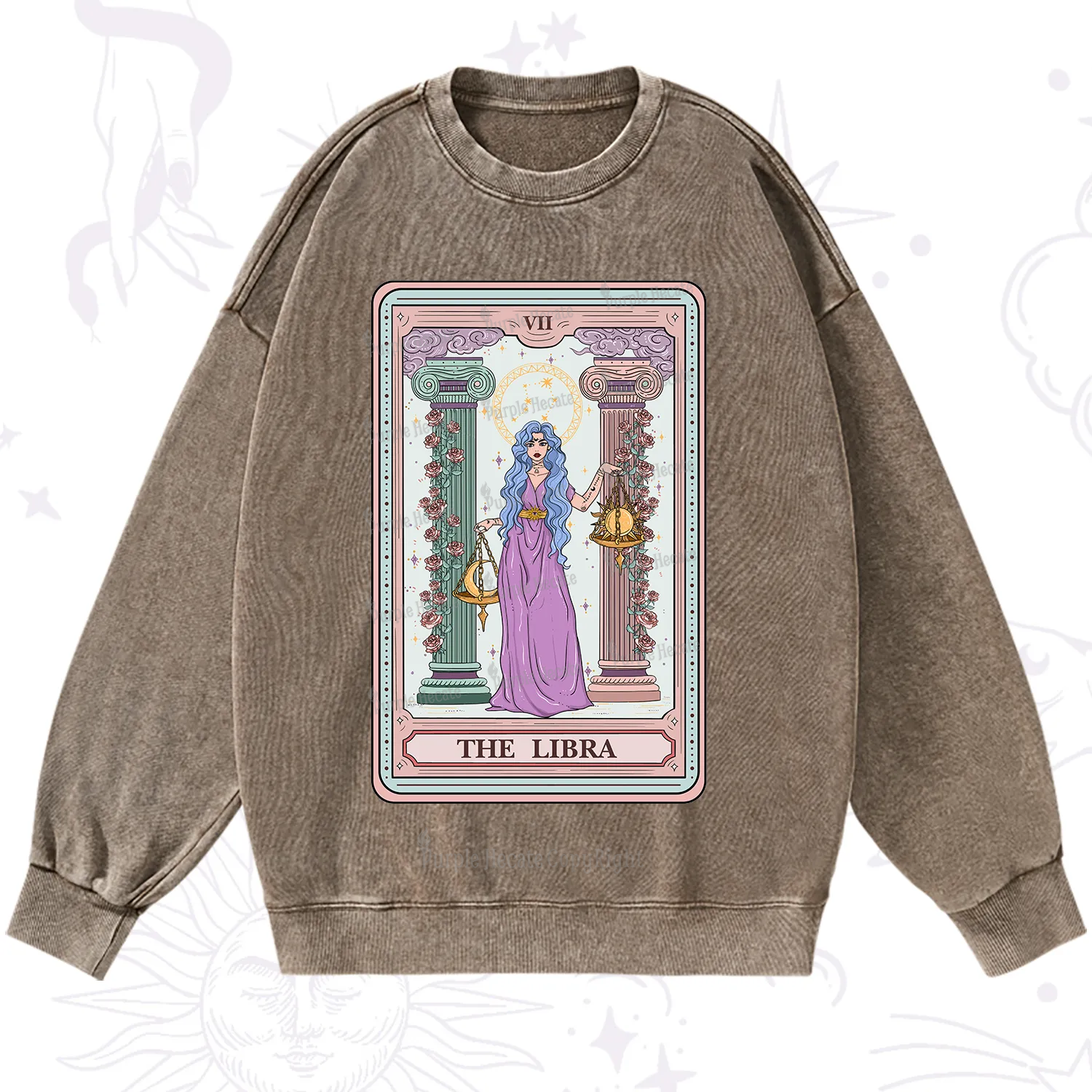 Purplehecate The Libra Goddess Tarot Washed Sweatshirt