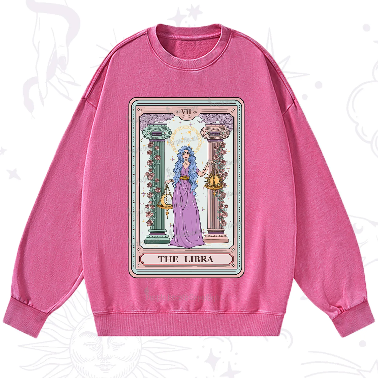 Purplehecate The Libra Goddess Tarot Washed Sweatshirt