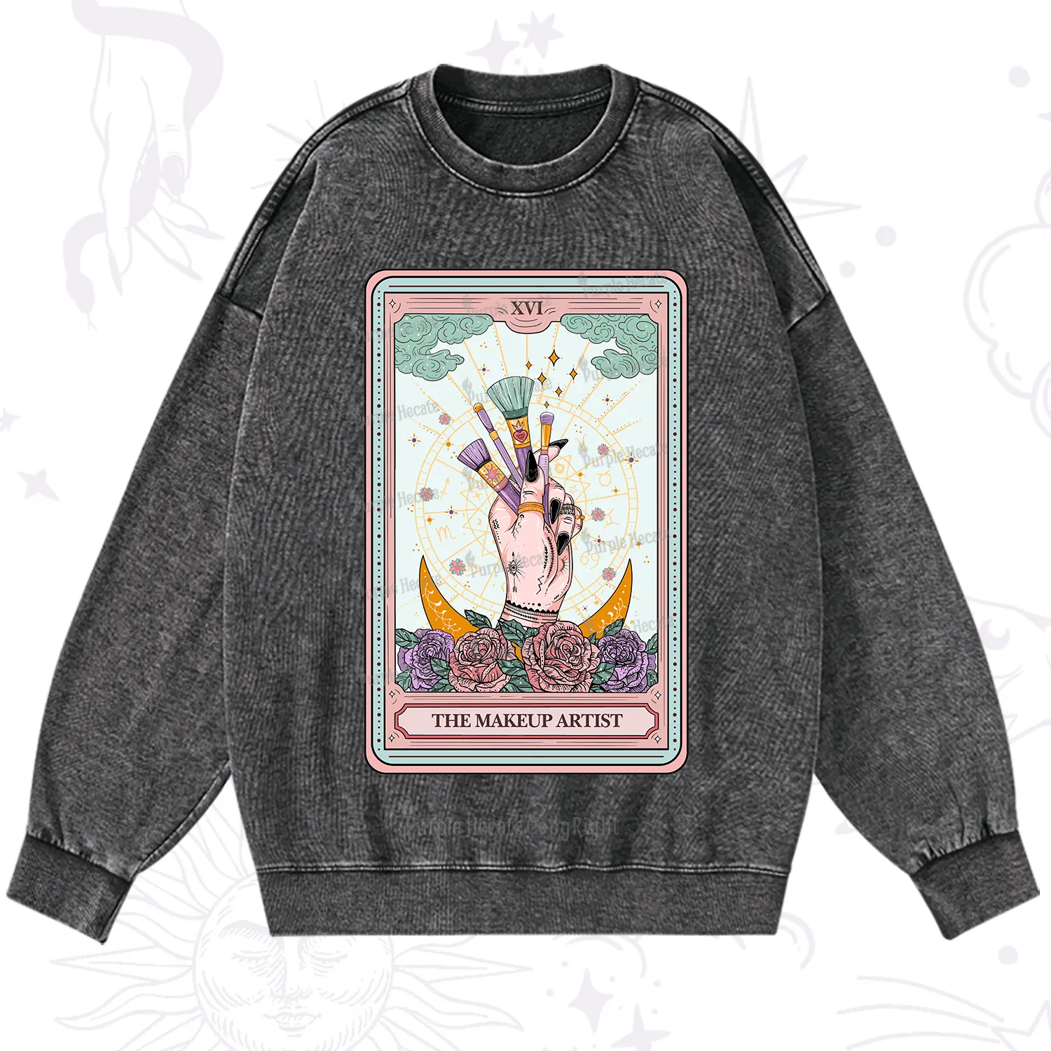 Purplehecate The Makeup Artist Life Tarot Washed Sweatshirt