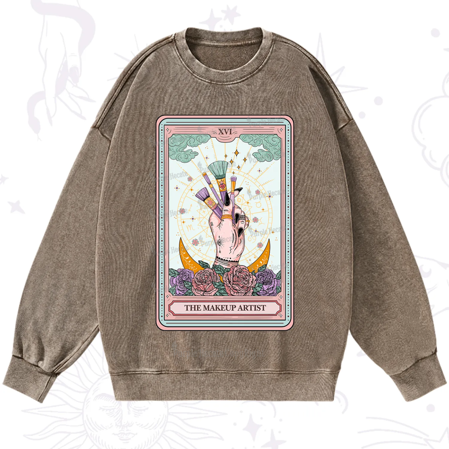Purplehecate The Makeup Artist Life Tarot Washed Sweatshirt
