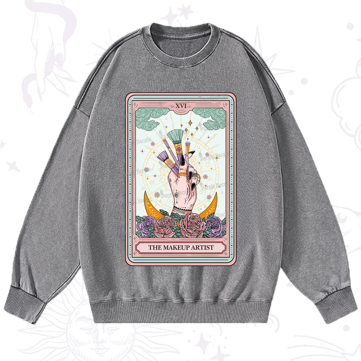 Purplehecate The Makeup Artist Life Tarot Washed Sweatshirt