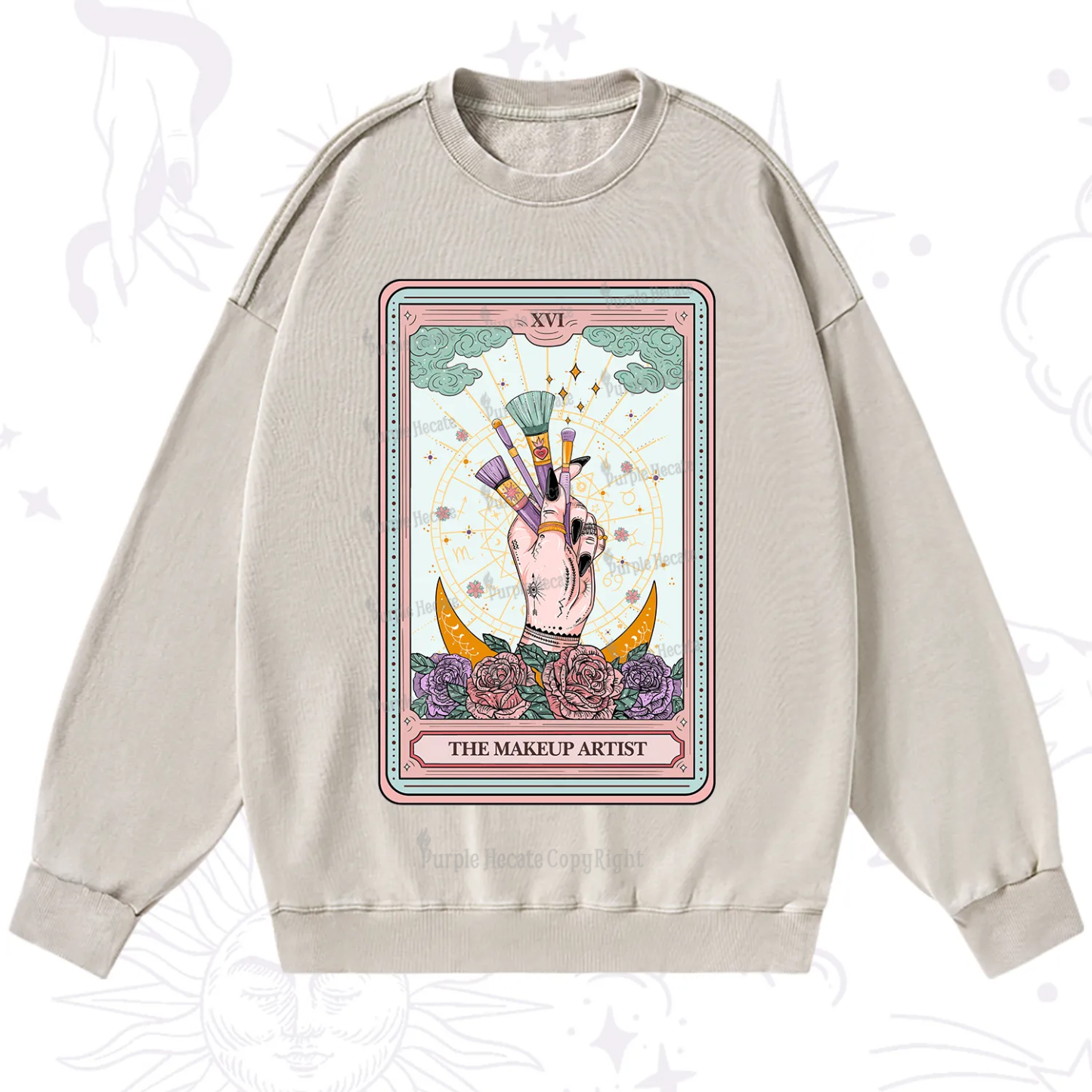 Purplehecate The Makeup Artist Life Tarot Washed Sweatshirt