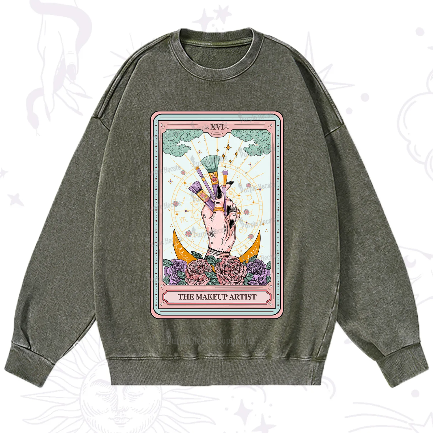 Purplehecate The Makeup Artist Life Tarot Washed Sweatshirt