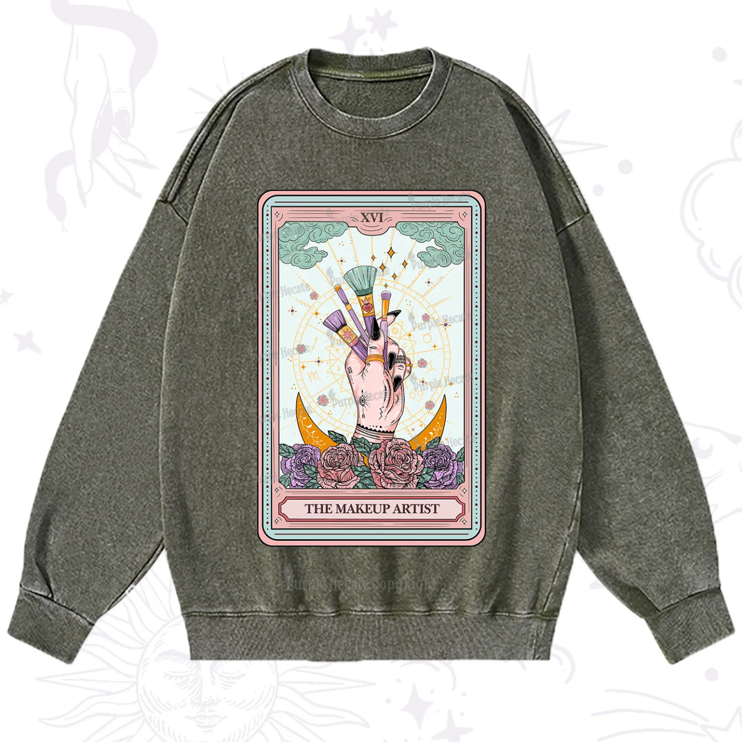 Purplehecate The Makeup Artist Life Tarot Washed Sweatshirt