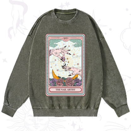 Purplehecate The Nail Artist Tarot Washed Sweatshirt