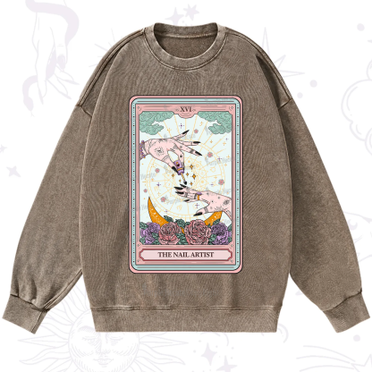 Purplehecate The Nail Artist Tarot Washed Sweatshirt