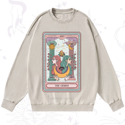 Purplehecate The Gemini Goddess Tarot Washed Sweatshirt