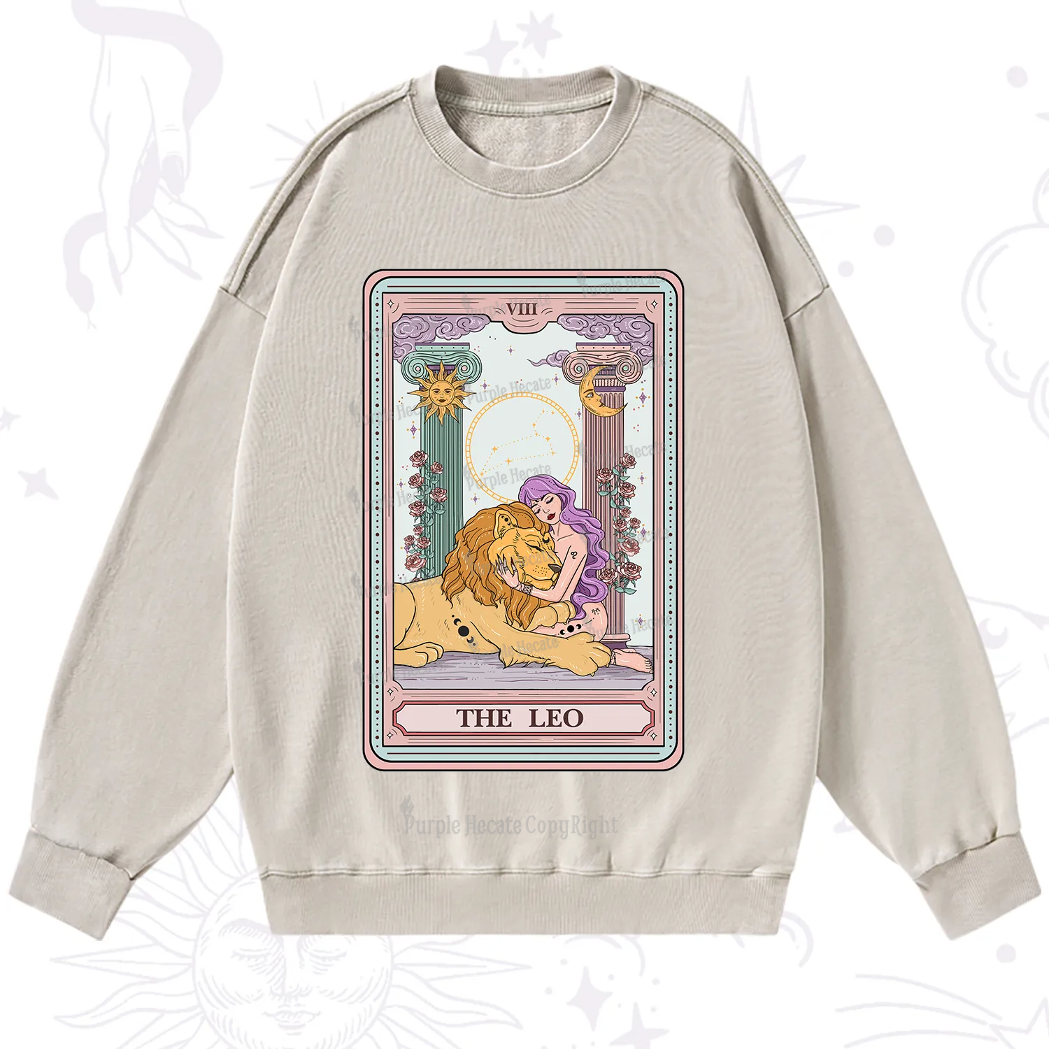 Purplehecate The Leo Goddess Tarot Washed Sweatshirt