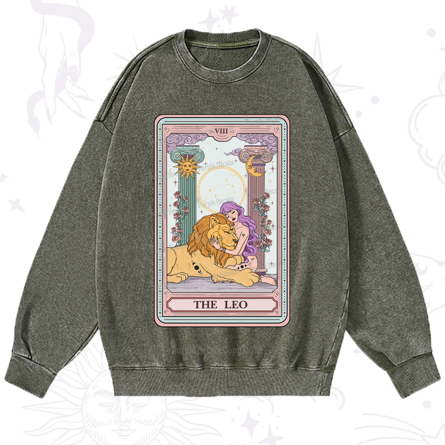 Purplehecate The Leo Goddess Tarot Washed Sweatshirt