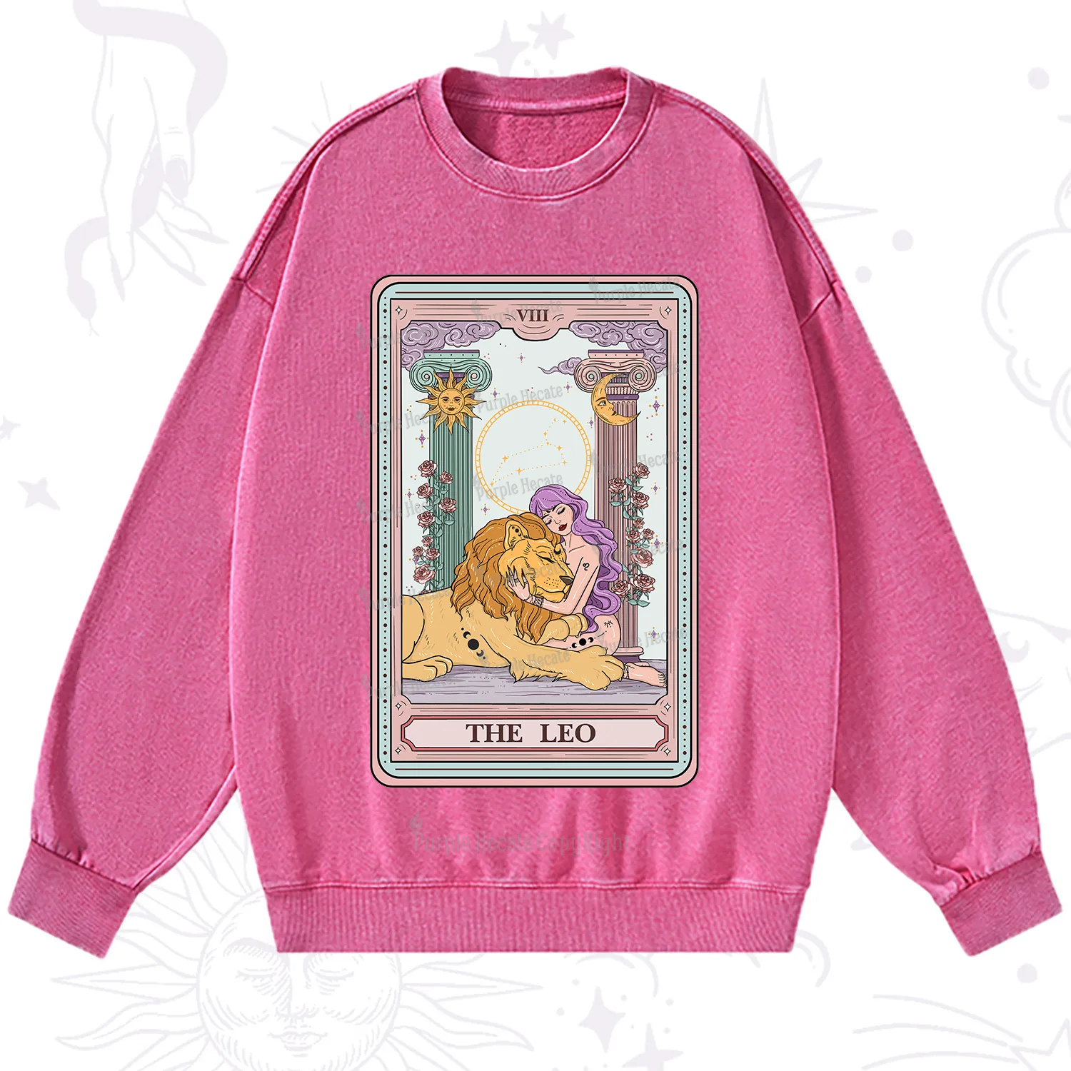Purplehecate The Leo Goddess Tarot Washed Sweatshirt