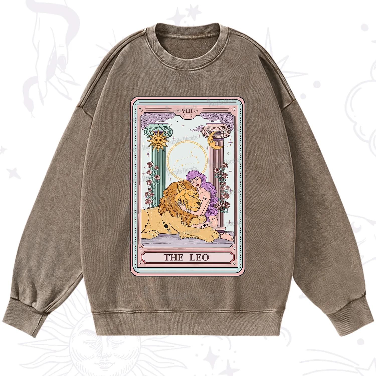 Purplehecate The Leo Goddess Tarot Washed Sweatshirt