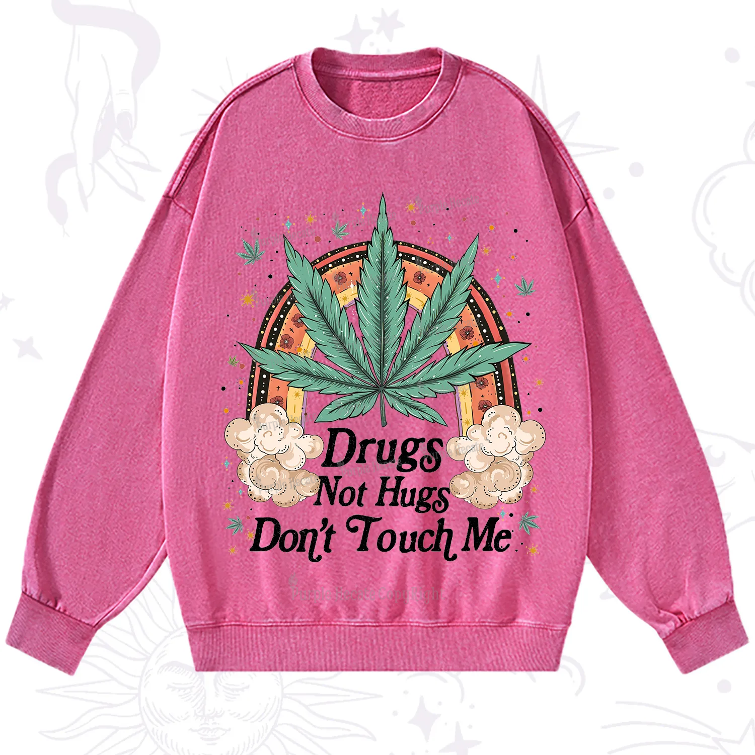 Purplehecate Drugs Not Hugs Washed Sweatshirt