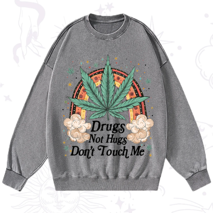 Purplehecate Drugs Not Hugs Washed Sweatshirt