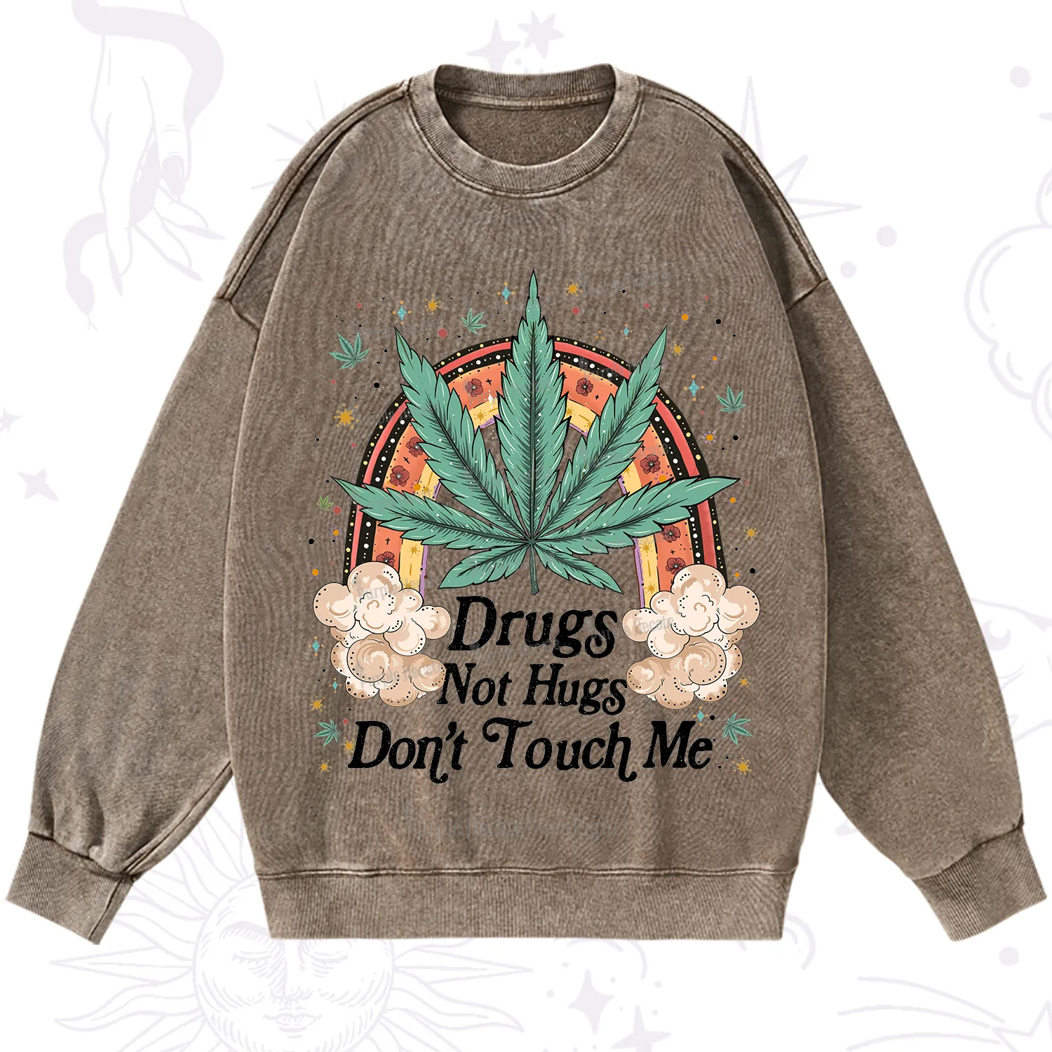 Purplehecate Drugs Not Hugs Washed Sweatshirt