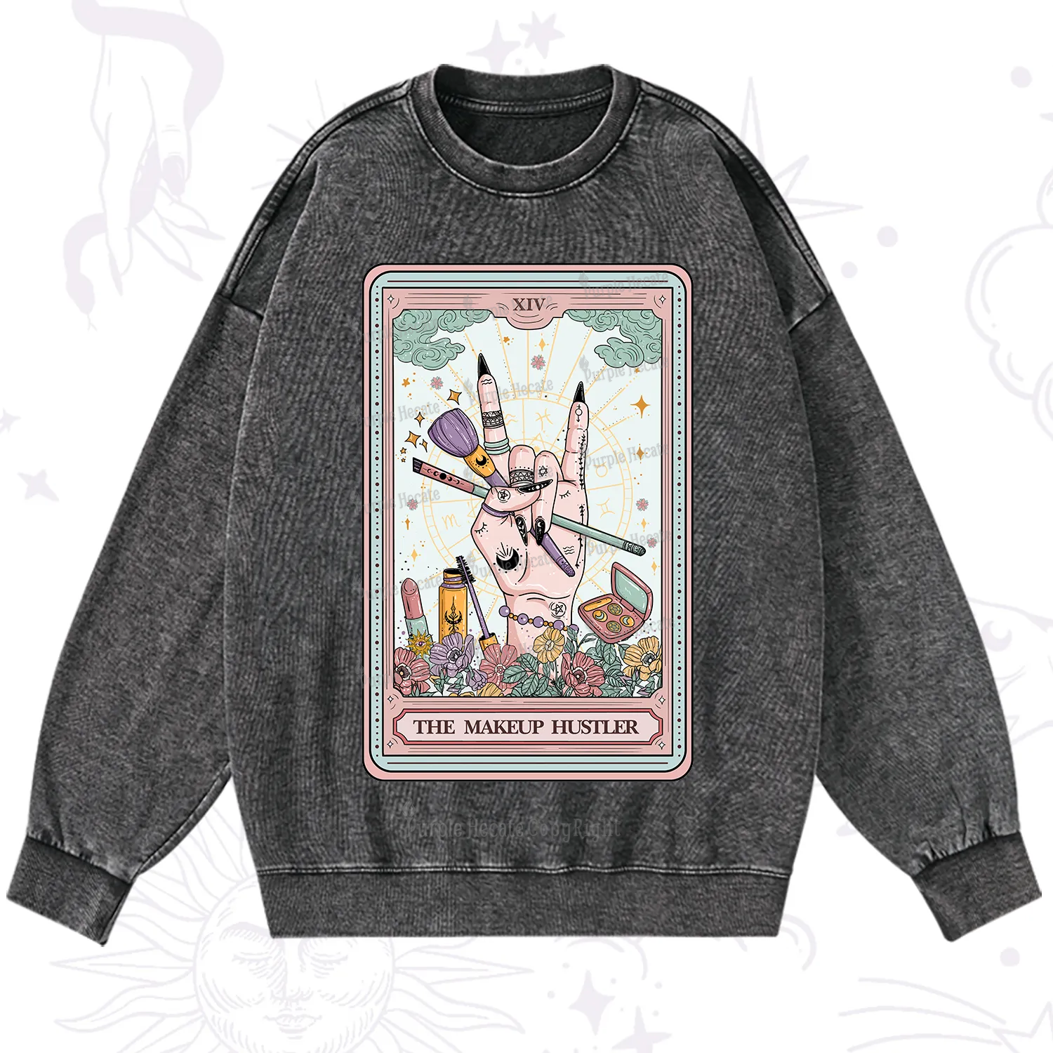Purplehecate The Makeup Hustler Tarot Washed Sweatshirt