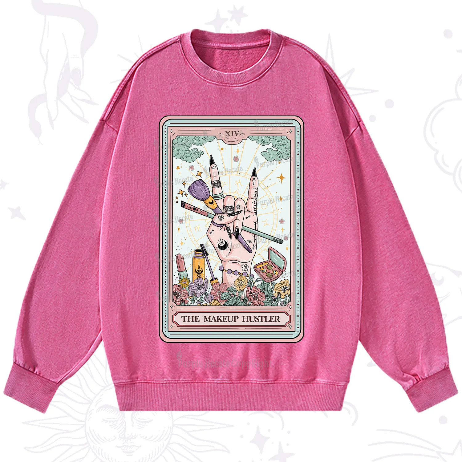 Purplehecate The Makeup Hustler Tarot Washed Sweatshirt
