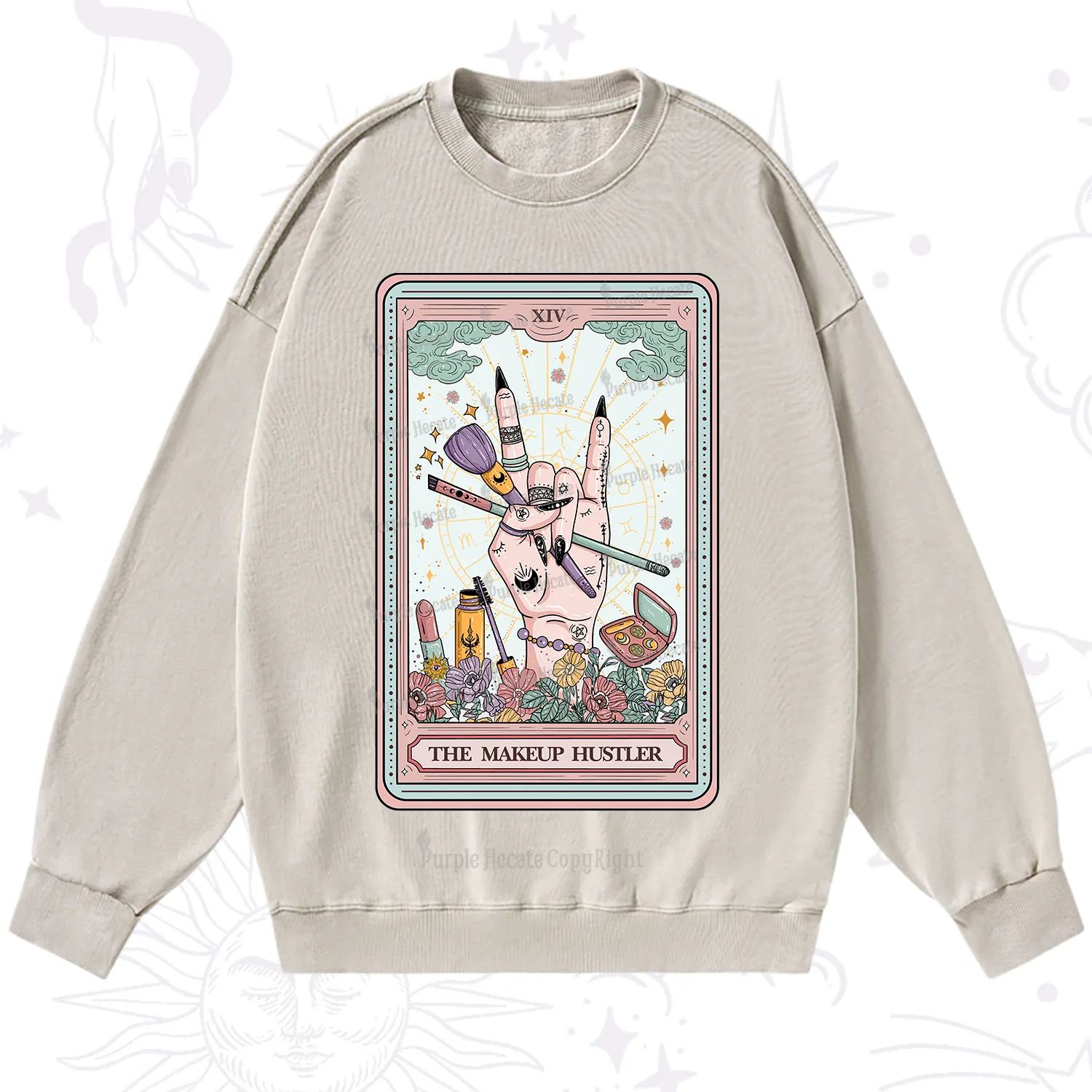 Purplehecate The Makeup Hustler Tarot Washed Sweatshirt