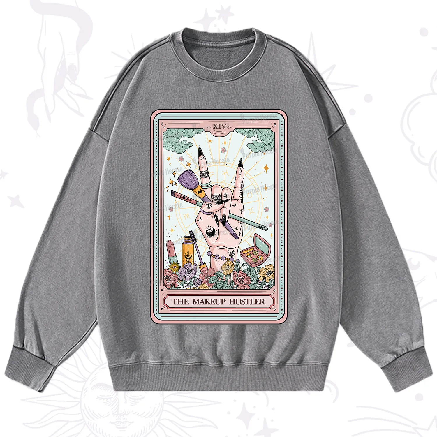 Purplehecate The Makeup Hustler Tarot Washed Sweatshirt