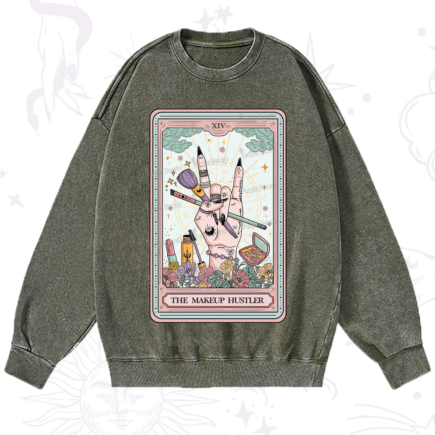 Purplehecate The Makeup Hustler Tarot Washed Sweatshirt