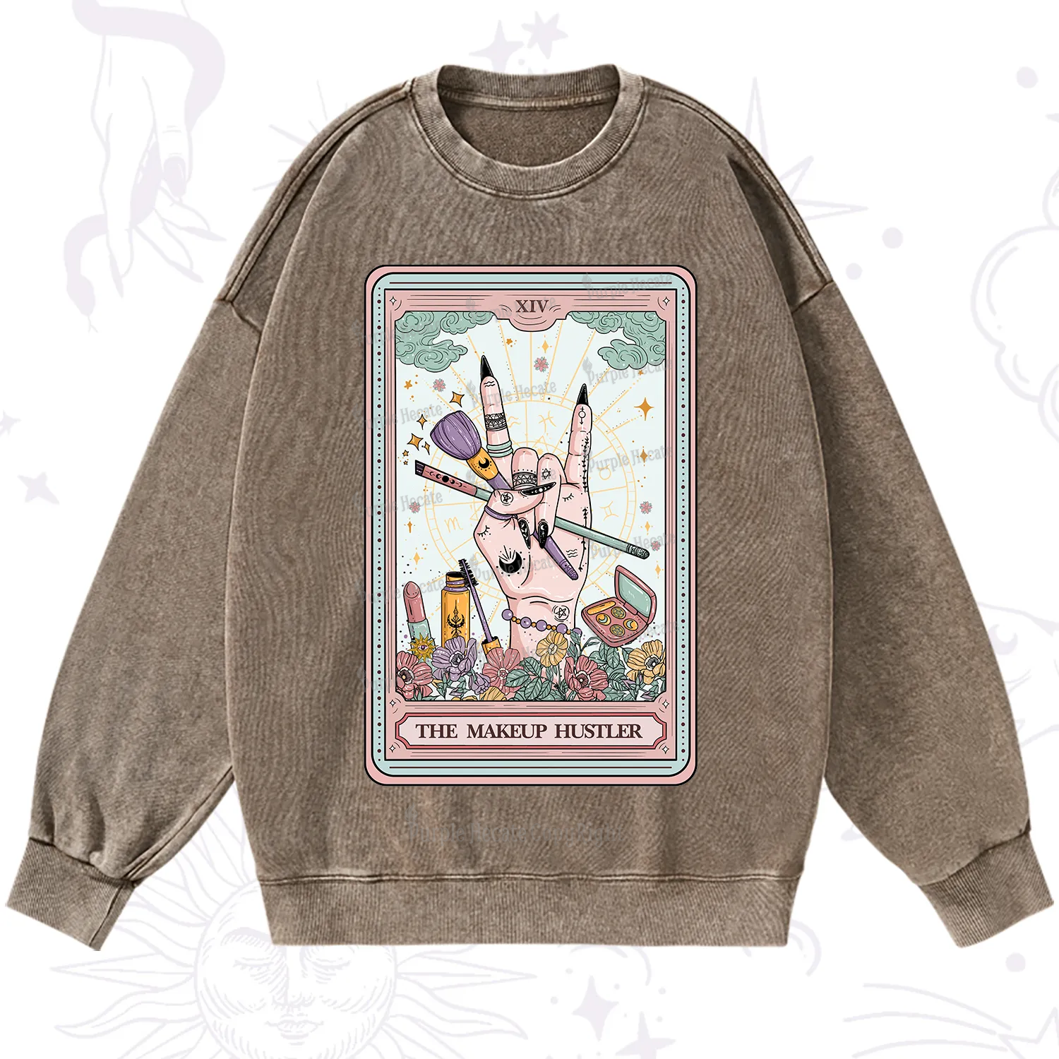 Purplehecate The Makeup Hustler Tarot Washed Sweatshirt