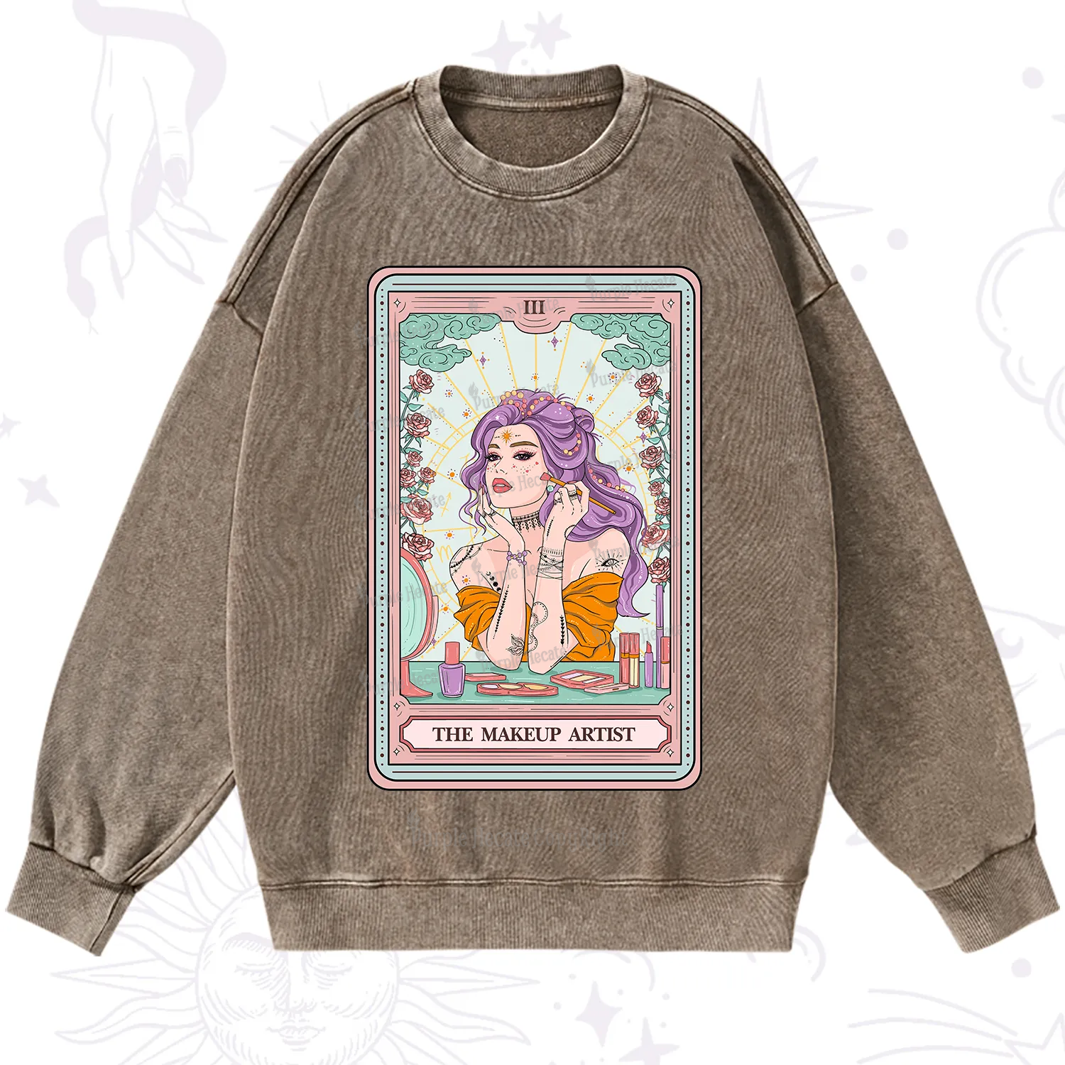 Purplehecate The Makeup Artist Tarot Washed Sweatshirt