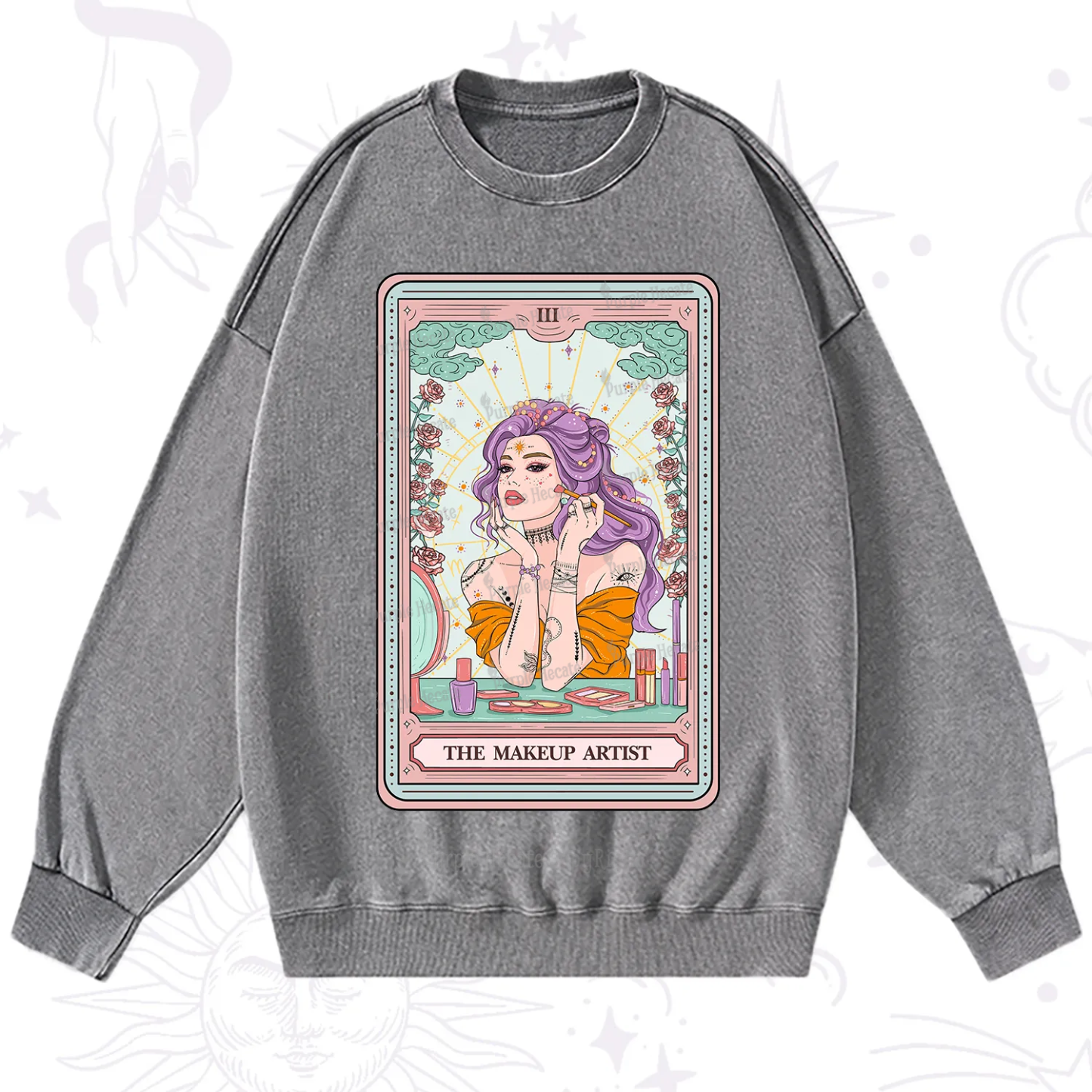 Purplehecate The Makeup Artist Tarot Washed Sweatshirt
