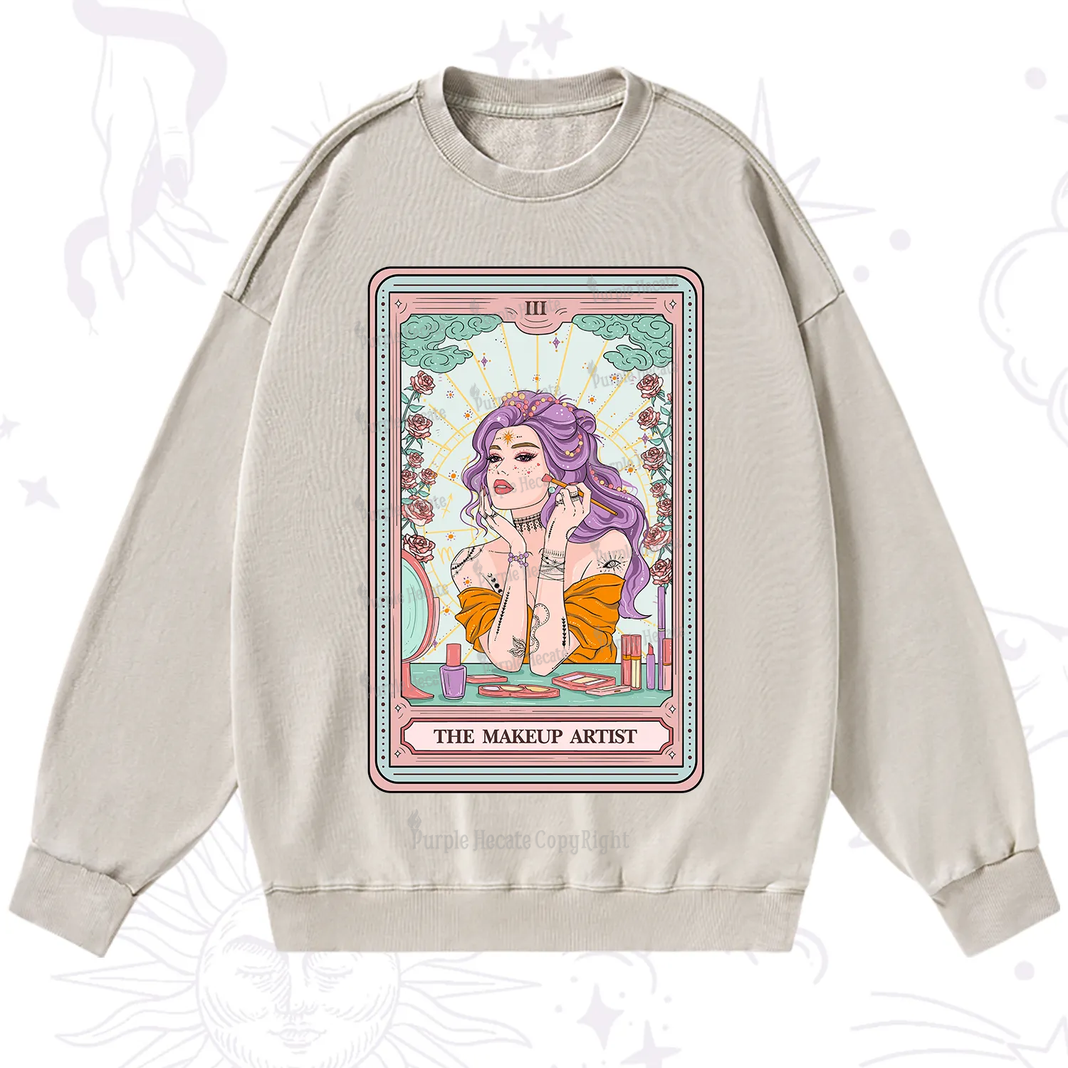 Purplehecate The Makeup Artist Tarot Washed Sweatshirt