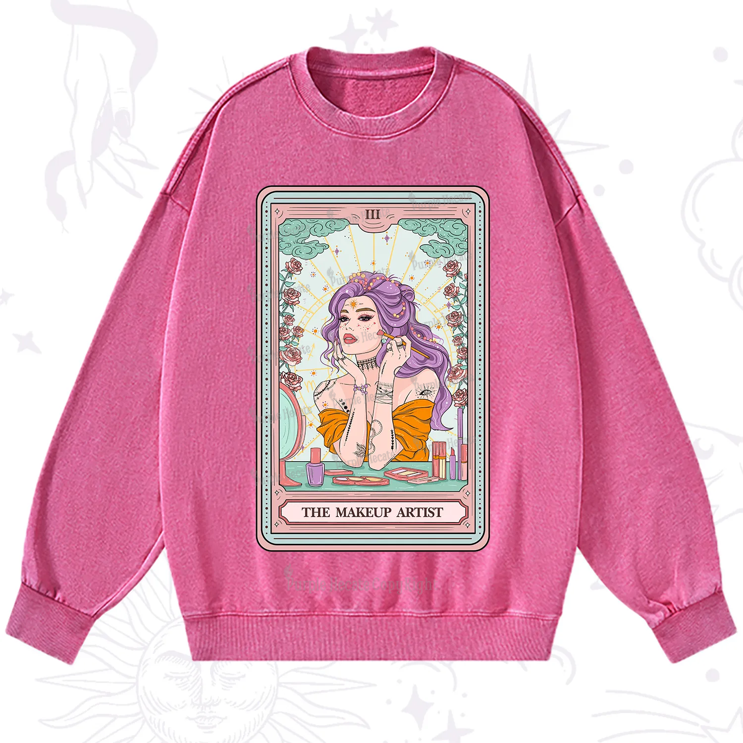 Purplehecate The Makeup Artist Tarot Washed Sweatshirt