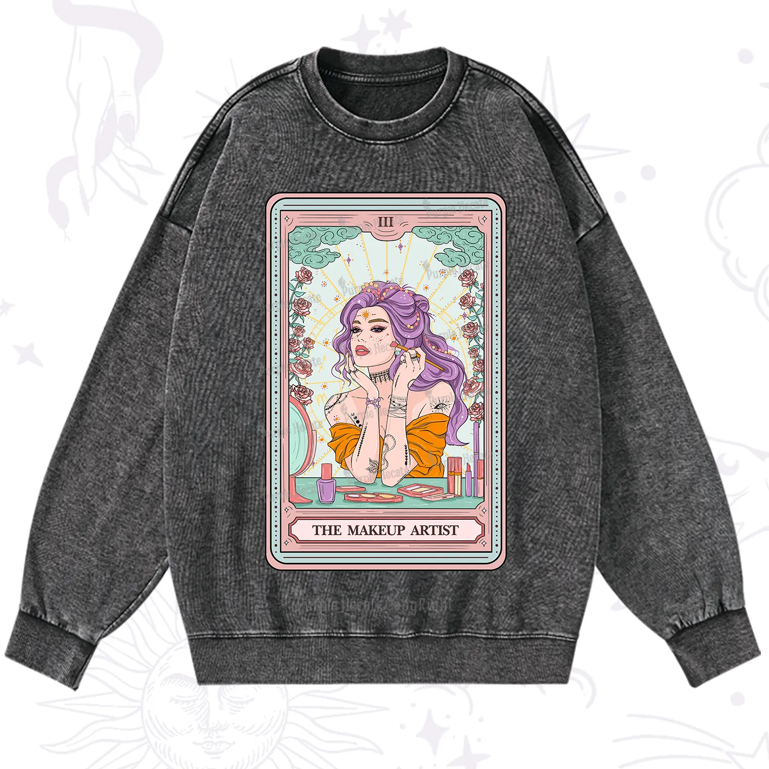 Purplehecate The Makeup Artist Tarot Washed Sweatshirt