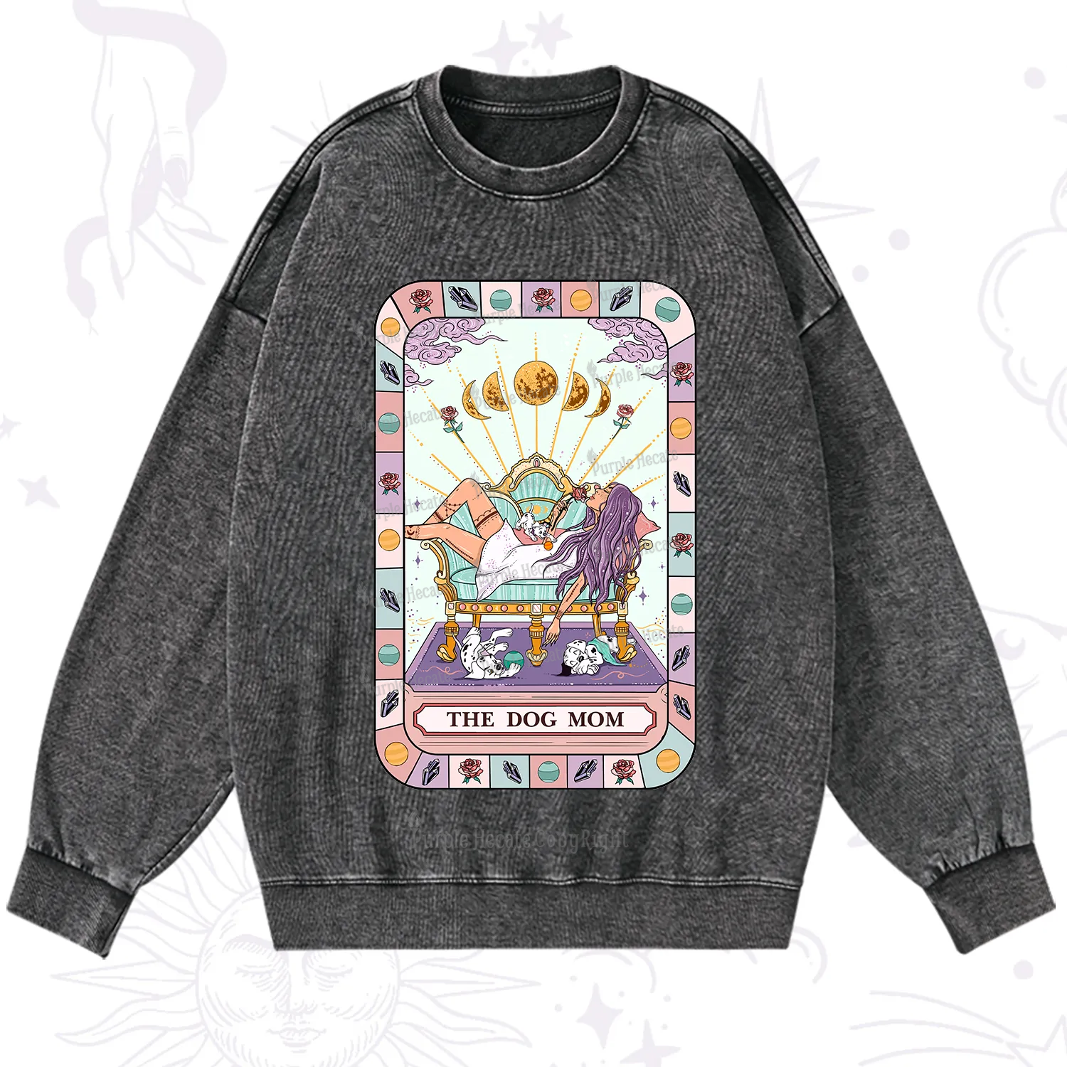 Purplehecate The Chill Dog Mom Washed Sweatshirt