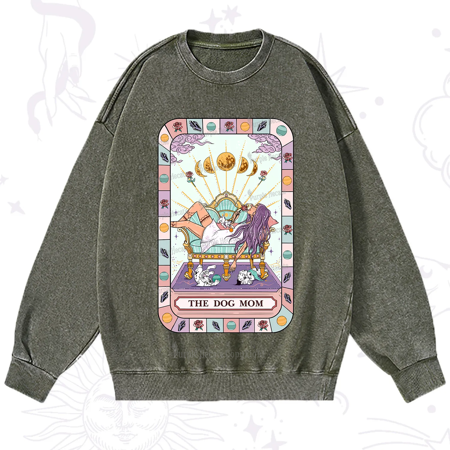 Purplehecate The Chill Dog Mom Washed Sweatshirt