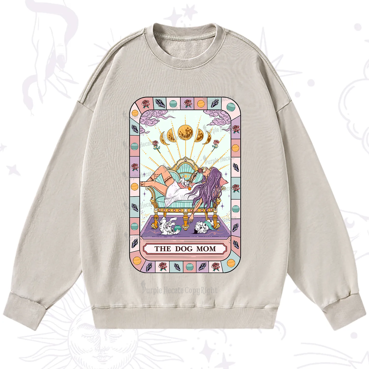 Purplehecate The Chill Dog Mom Washed Sweatshirt