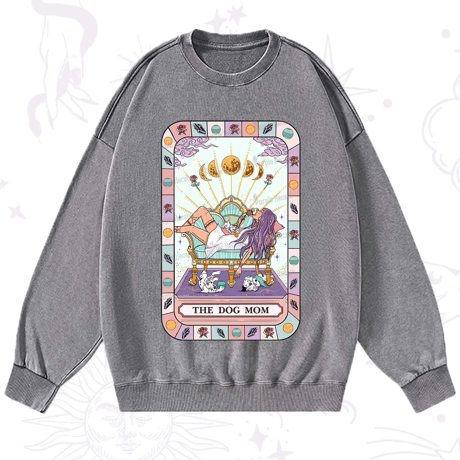 Purplehecate The Chill Dog Mom Washed Sweatshirt