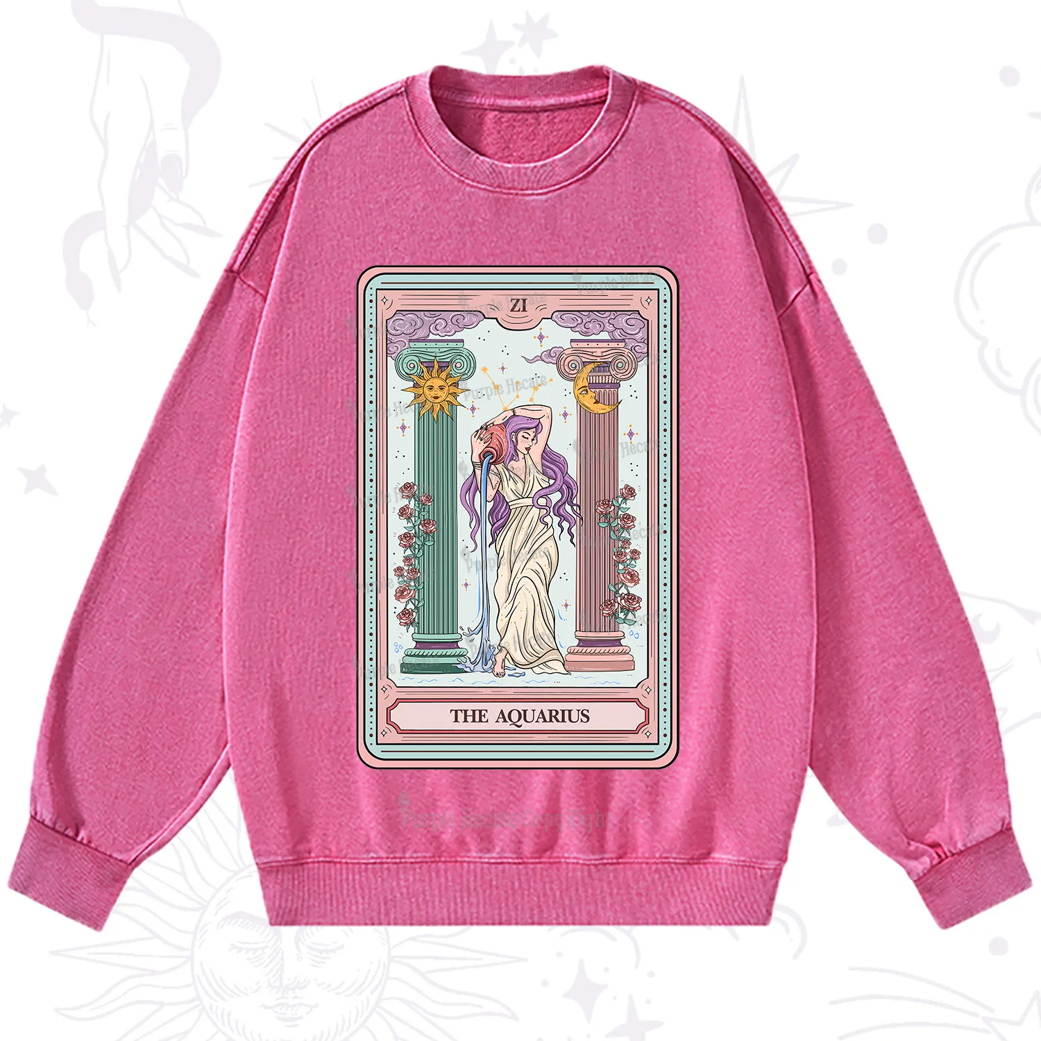 Purplehecate The Aquarius Goddess Tarot Washed Sweatshirt