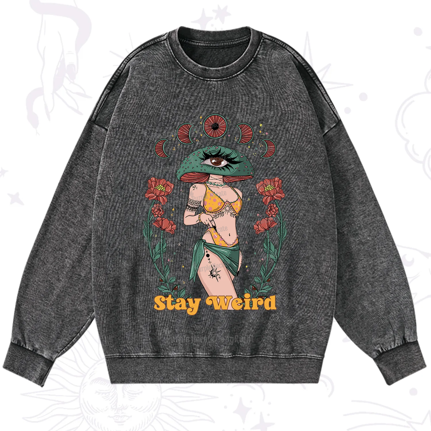 Purplehecate Stay Weird Washed Sweatshirt