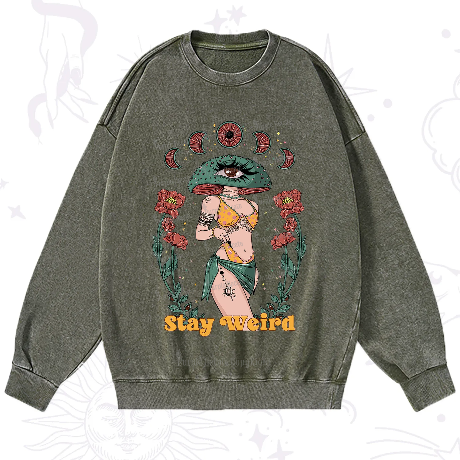 Purplehecate Stay Weird Washed Sweatshirt