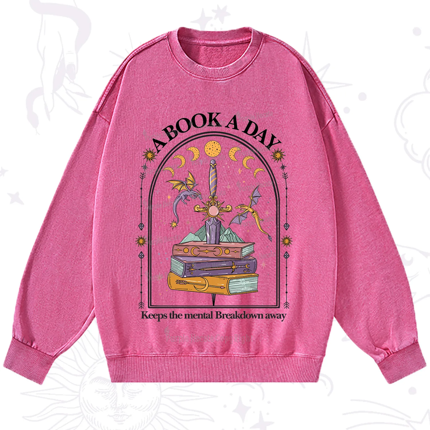 Purplehecate A Book A Day Keeps The Mental Breakdown Away Washed Sweatshirt