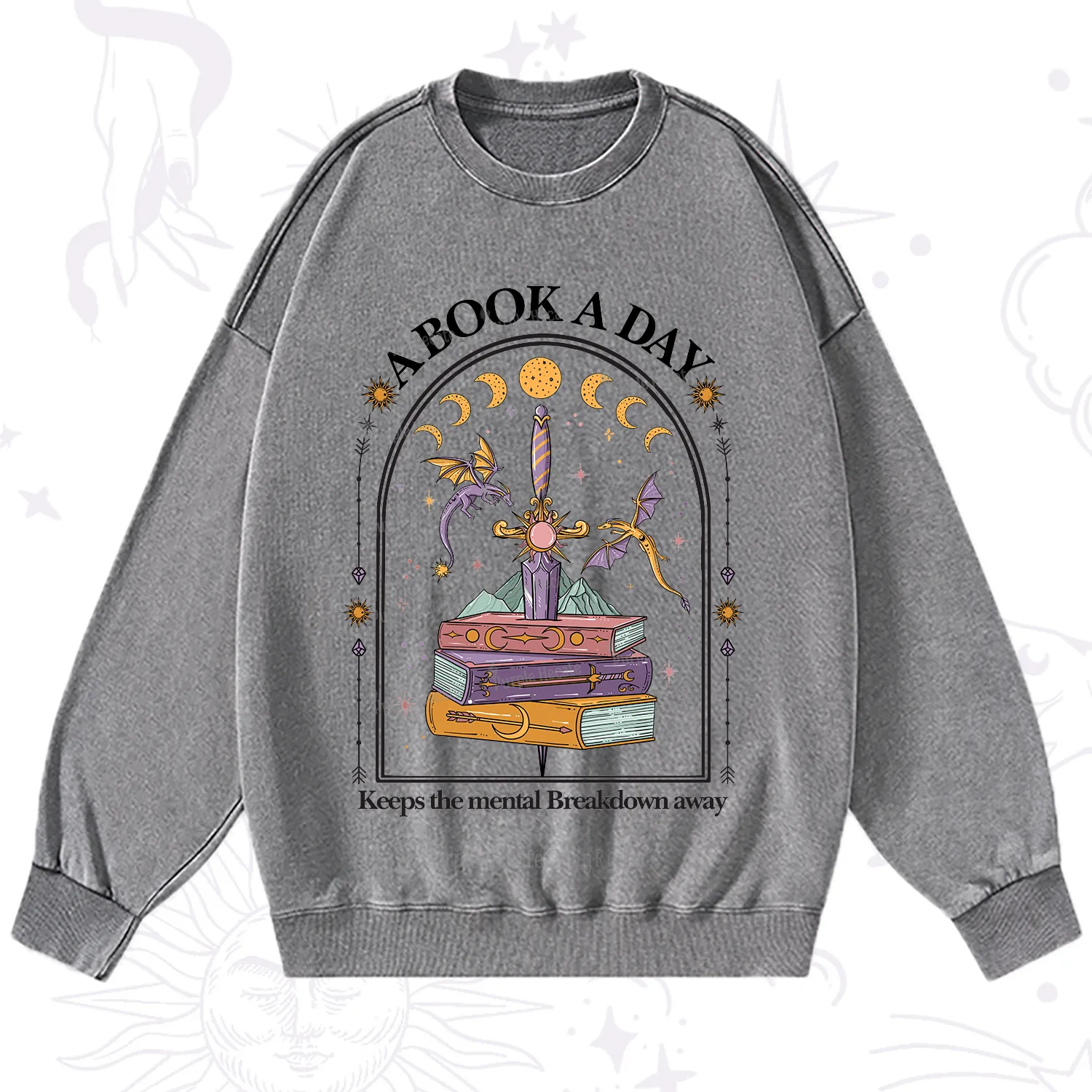Purplehecate A Book A Day Keeps The Mental Breakdown Away Washed Sweatshirt