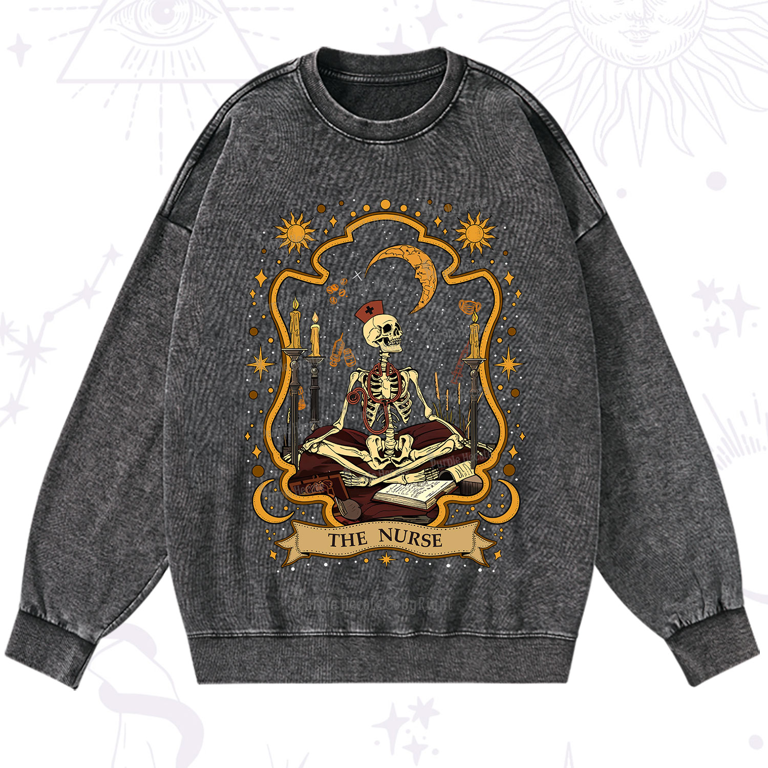 Purplehecate The Nurse Skeleton Washed Sweatshirt