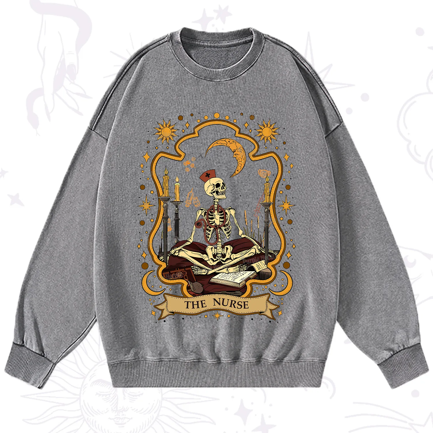 Purplehecate The Nurse Skeleton Washed Sweatshirt