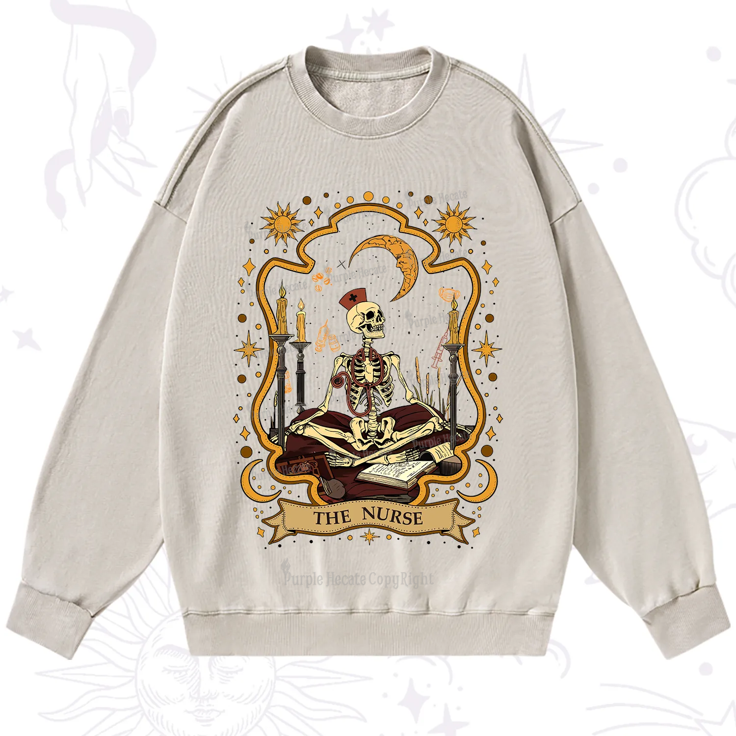 Purplehecate The Nurse Skeleton Washed Sweatshirt