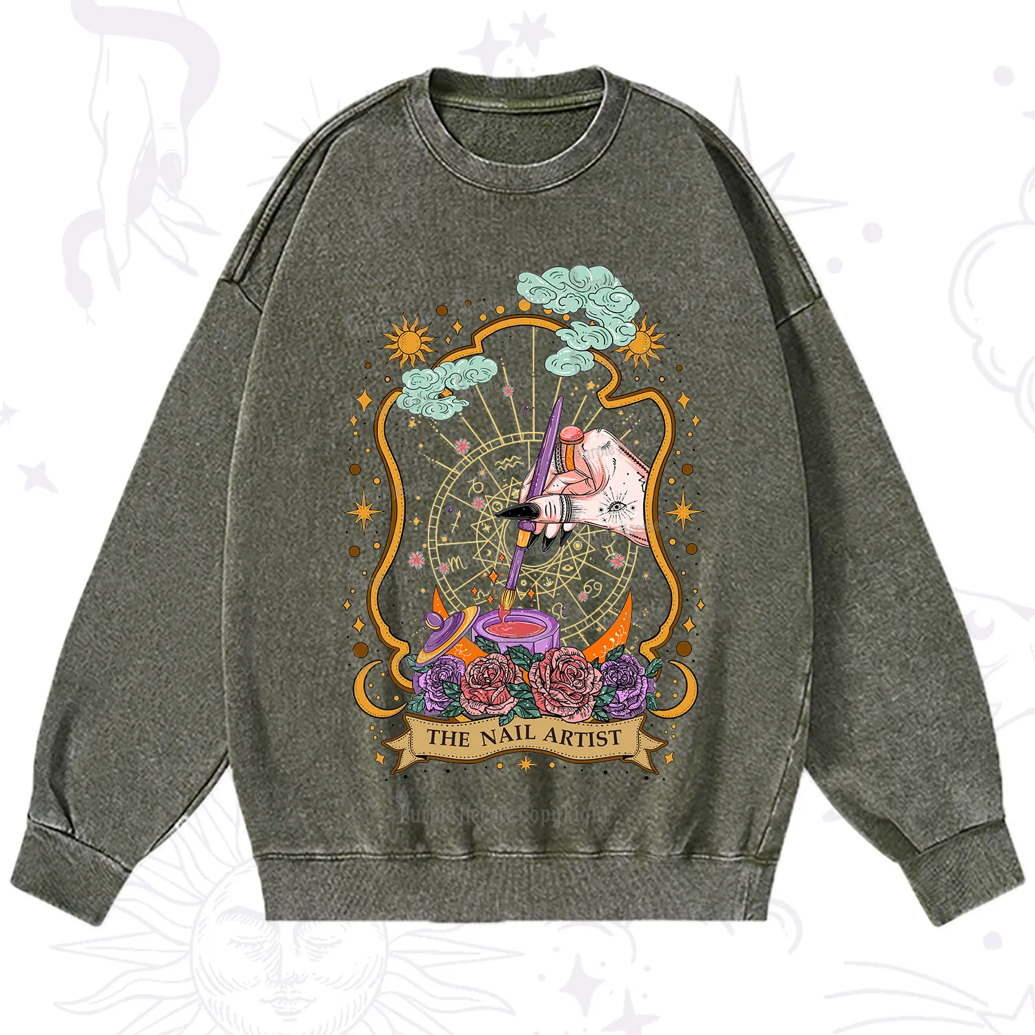 Purplehecate The Nail Artist Washed Sweatshirt