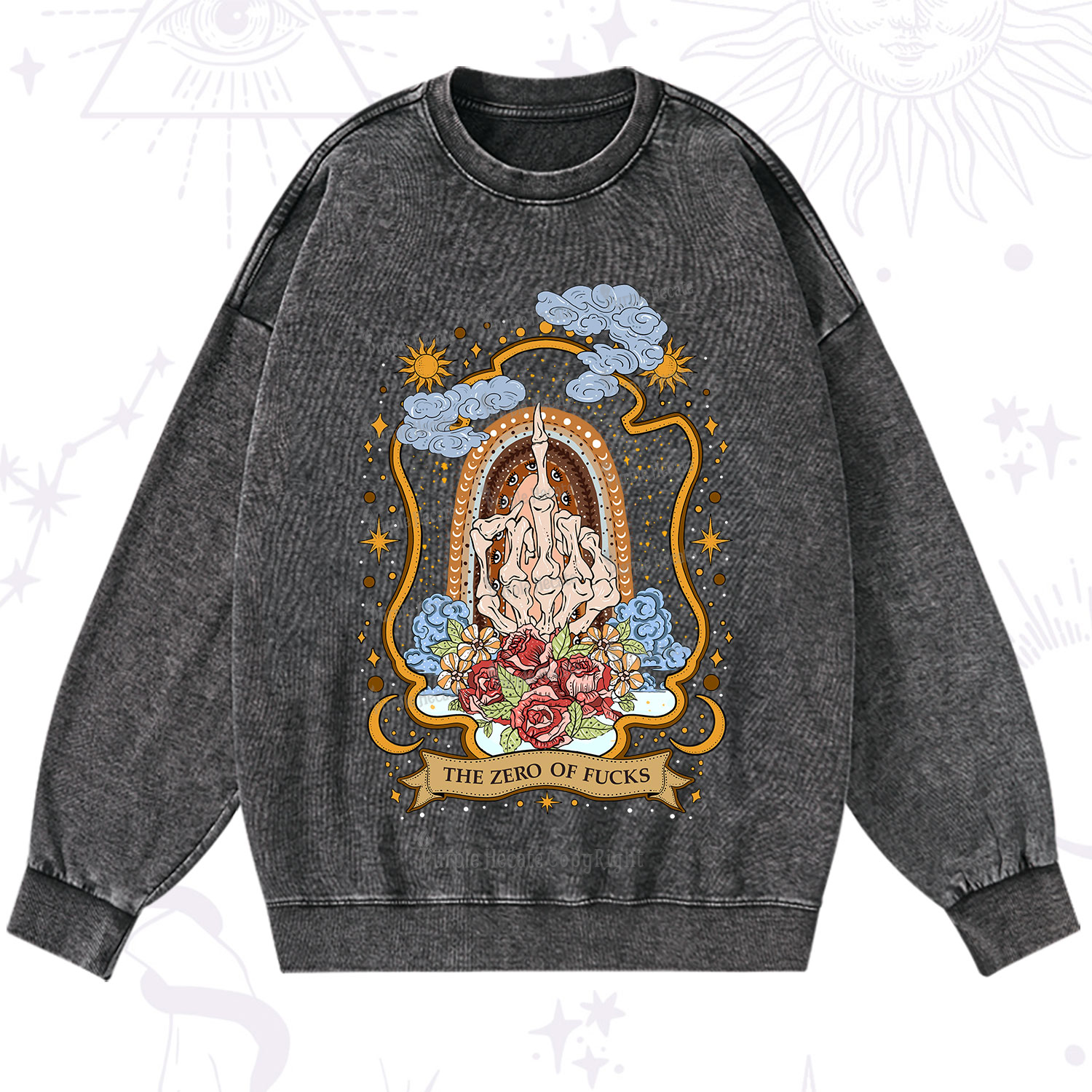 Purplehecate The Zero of Fucks Skeleton Washed Sweatshirt