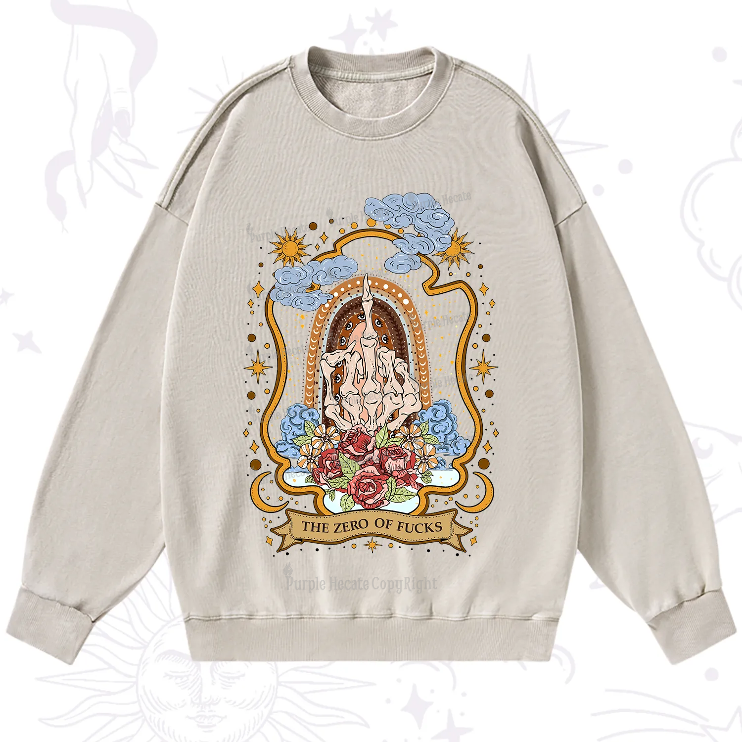 Purplehecate The Zero of Fucks Skeleton Washed Sweatshirt