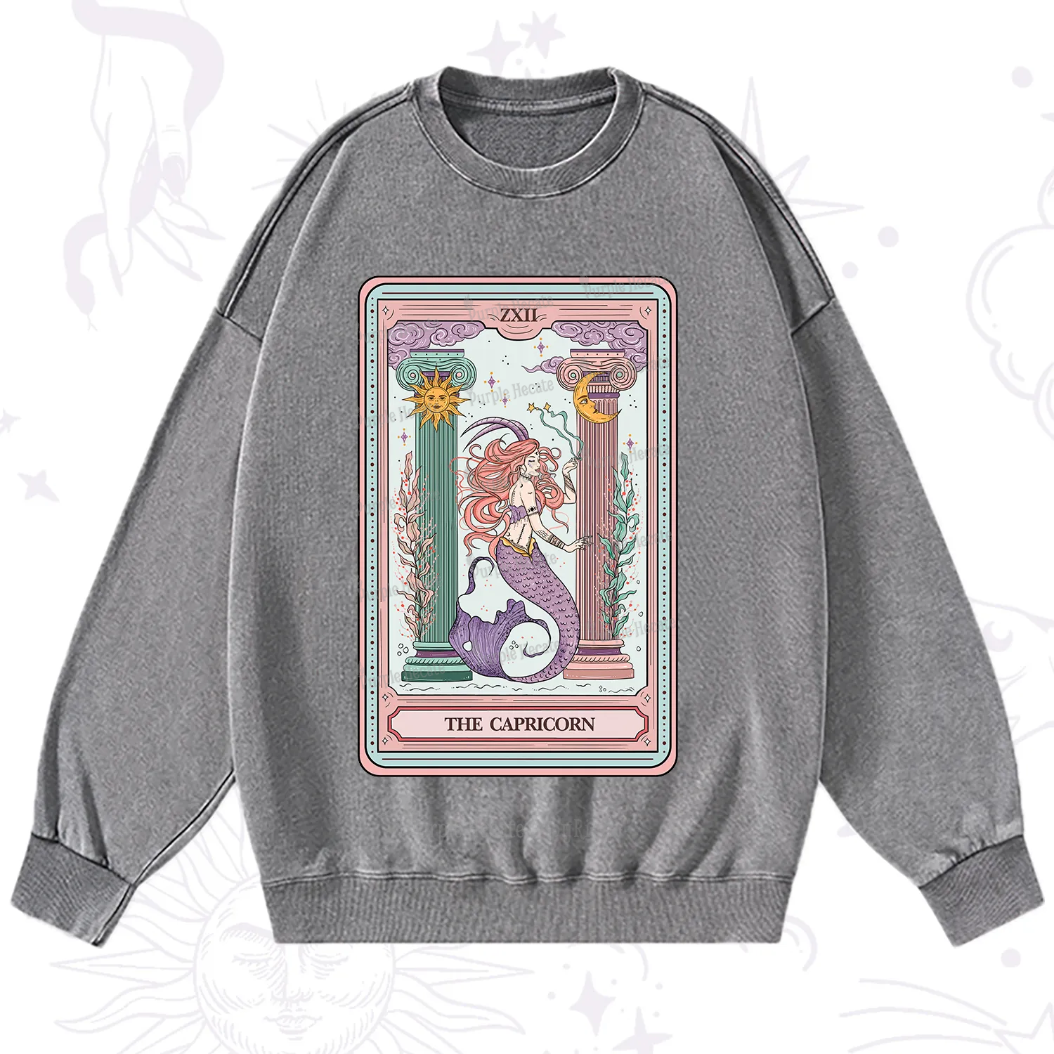 Purplehecate The Capricorn Goddess Tarot Washed Sweatshirt