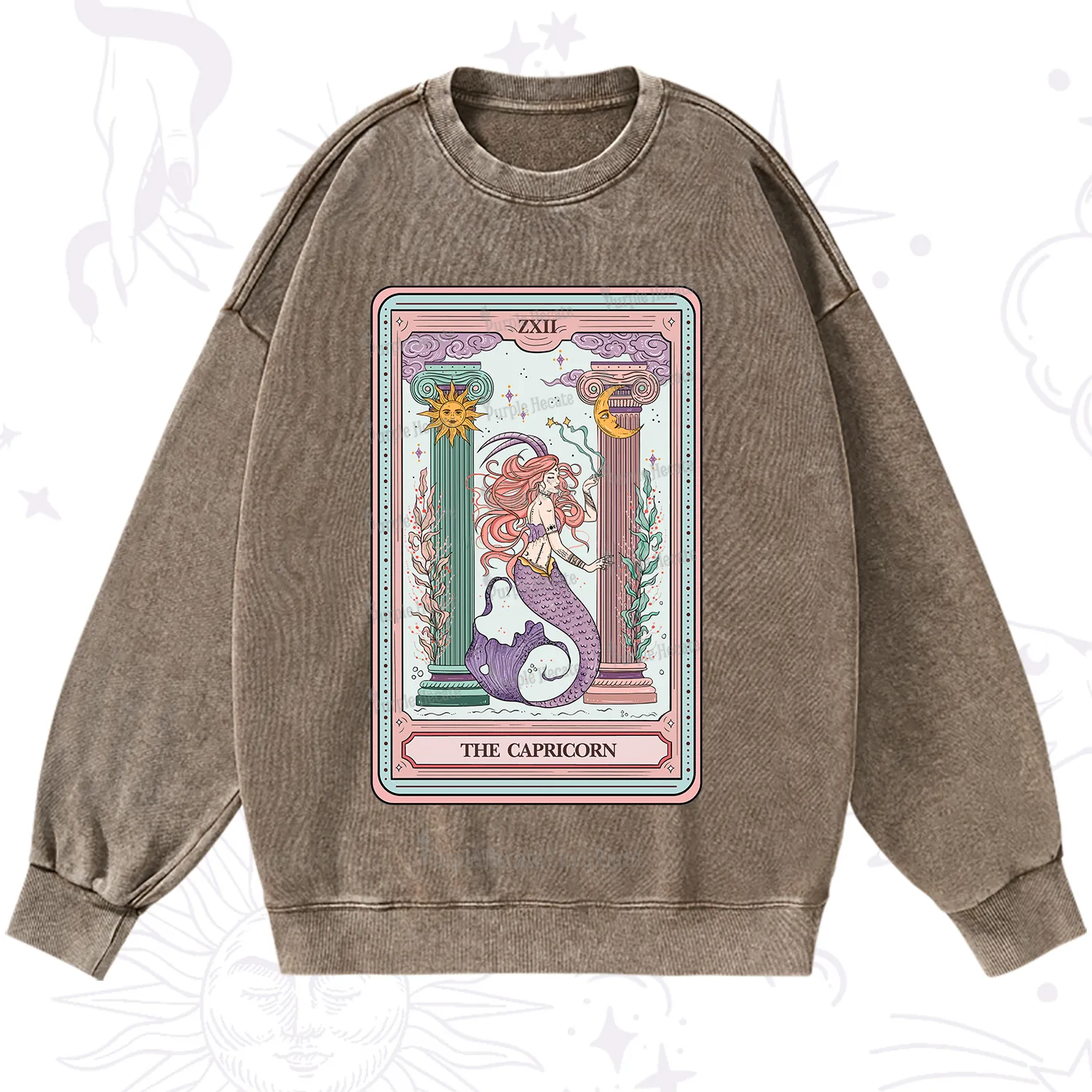 Purplehecate The Capricorn Goddess Tarot Washed Sweatshirt