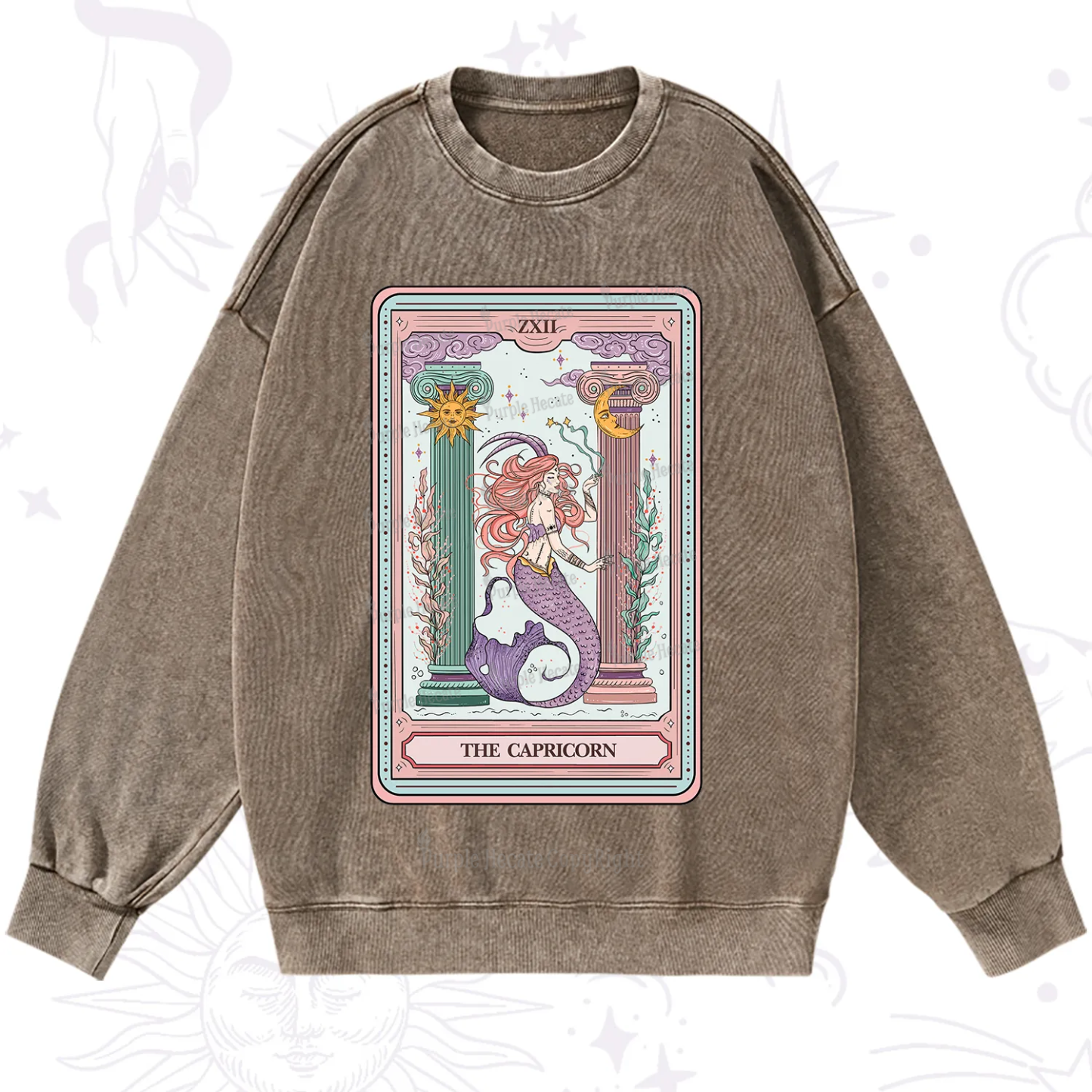 Purplehecate The Capricorn Goddess Tarot Washed Sweatshirt