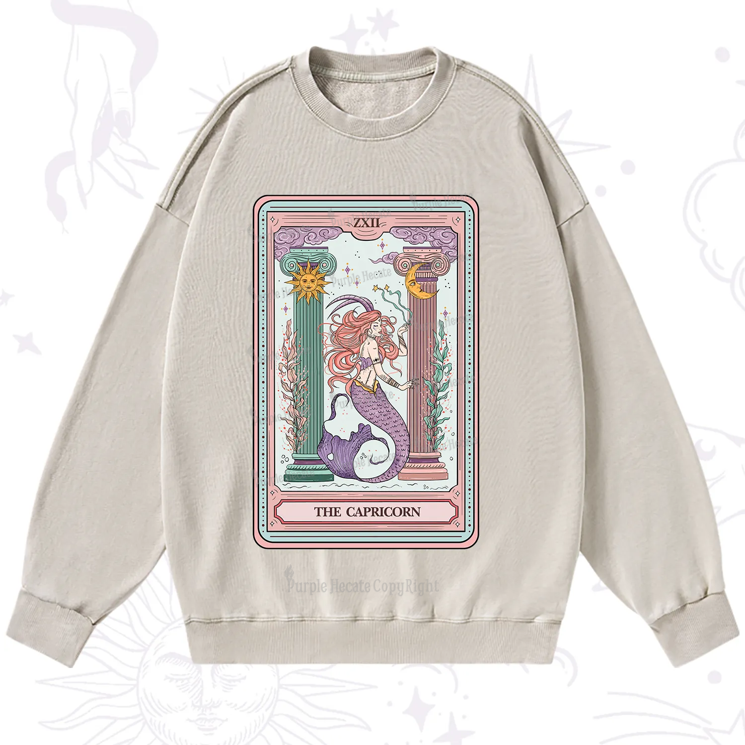 Purplehecate The Capricorn Goddess Tarot Washed Sweatshirt