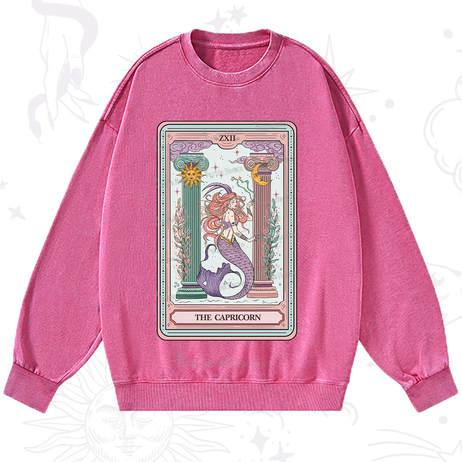 Purplehecate The Capricorn Goddess Tarot Washed Sweatshirt